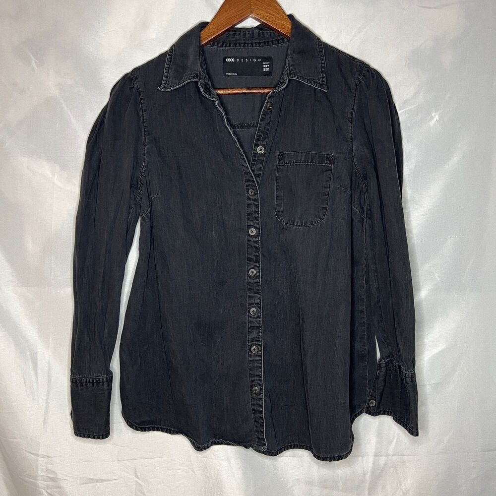 ASOS Womens Maternity Button Up Long Sleeve Black Denim100% Cotton Size 6